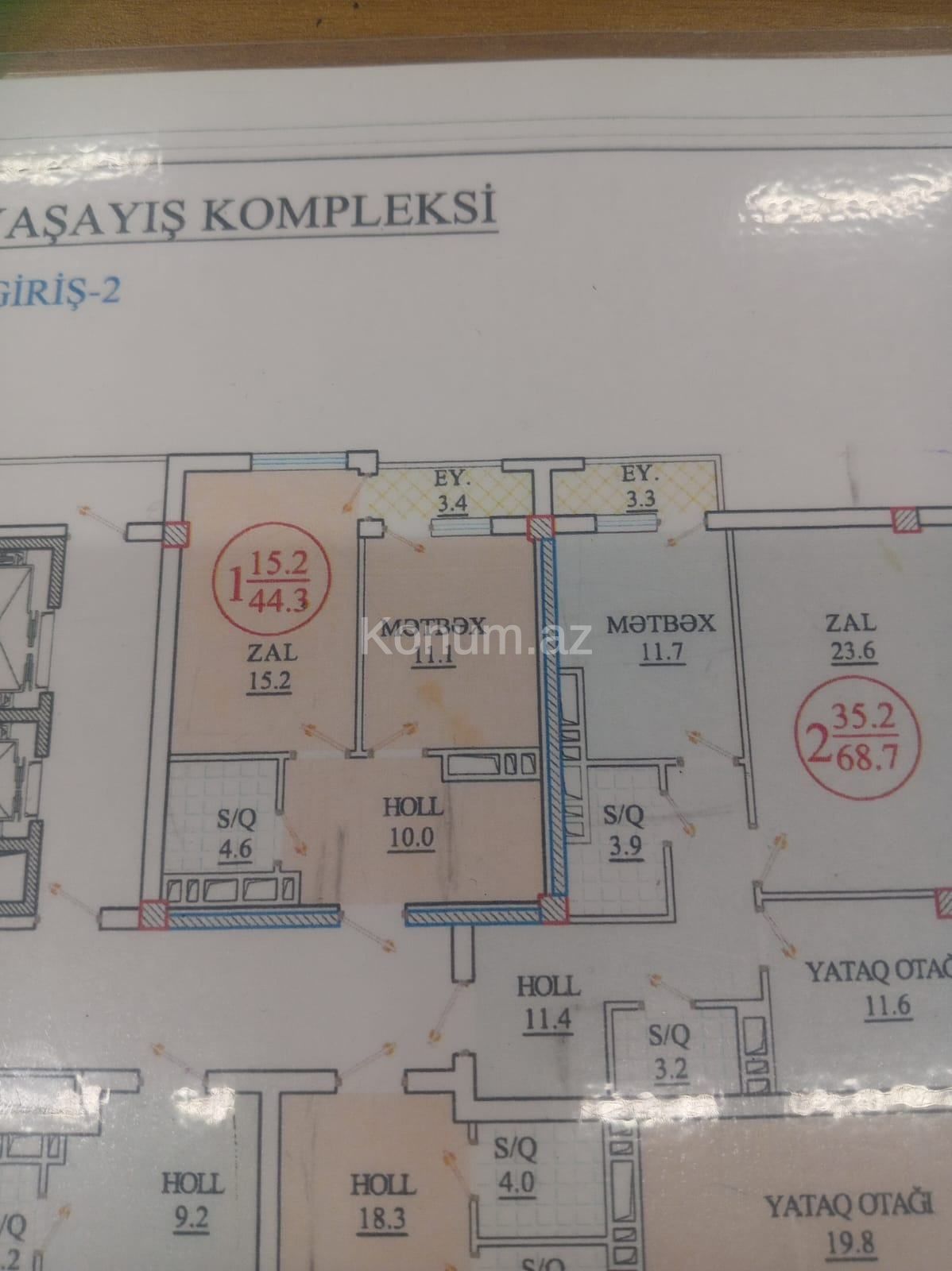 1 otaq, 44,3 m², 14/15 mərtəbə - Bakı, Yasamal - satılır — foto 3