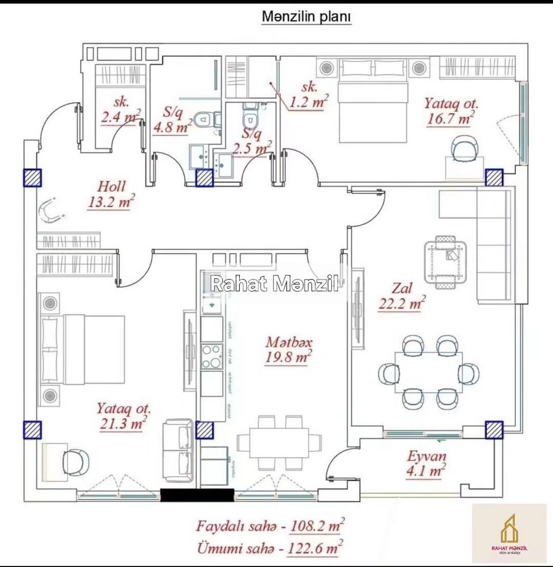 3 rooms, 123 m², 1/1 floor - Baku, Binagadi - For sale — photo 2